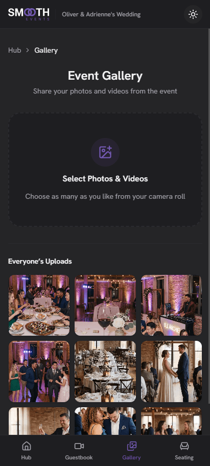 Shared Event Gallery shown on a mobile phone